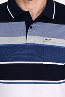 Regal Ruby Navy Blue White Stripe Polo Tshirt