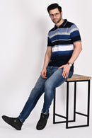 Regal Ruby Navy Blue White Stripe Polo Tshirt