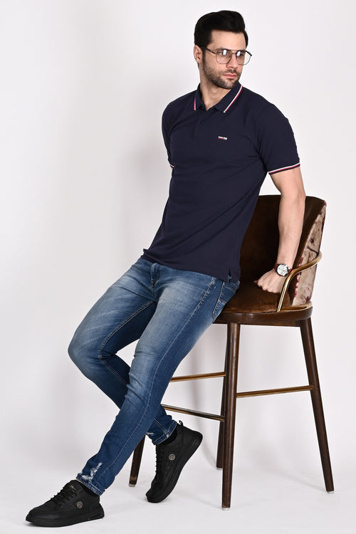 Mens Navy Color Polo Tshirt 