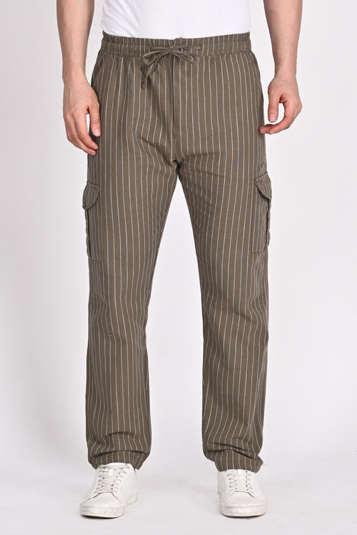 Men’s Khaki Green Stripe Trouser
