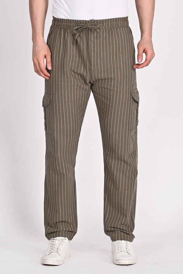 Men’s Khaki Green Stripe Trouser