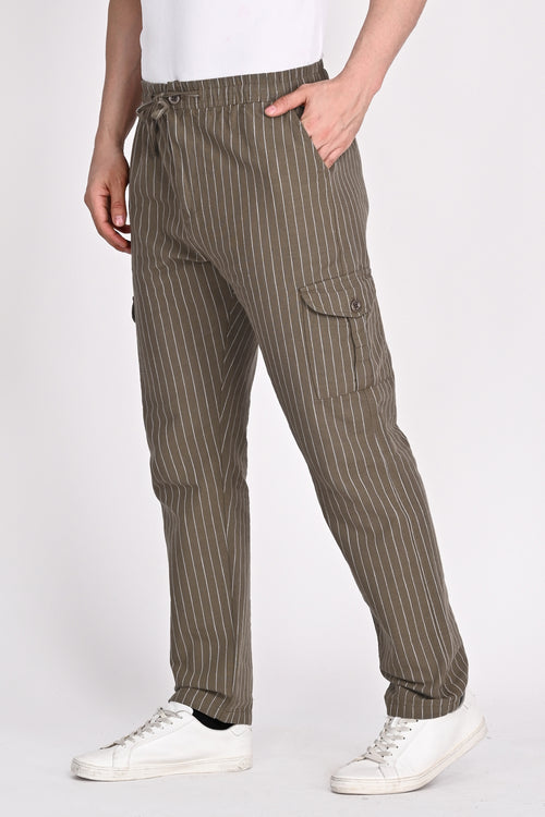 Men’s Khaki Green Stripe Trouser