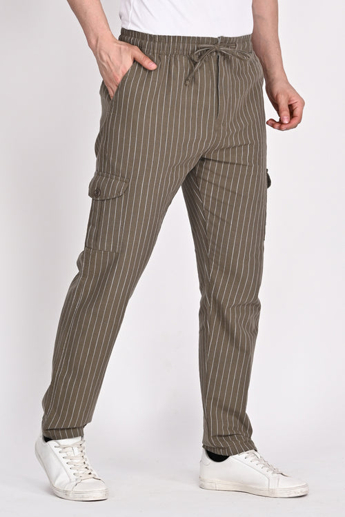 Men’s Khaki Green Stripe Trouser