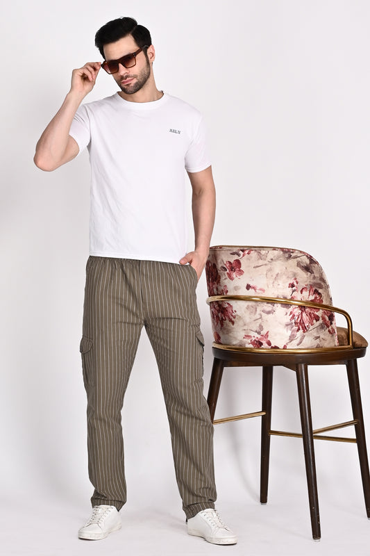 Men’s Khaki Green Stripe Trouser