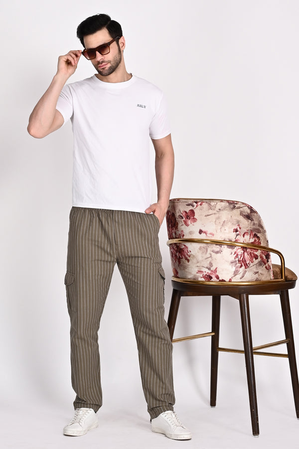 Men’s Khaki Green Stripe Trouser