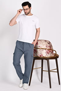 Men’s Grey Stripe Cargo Trouser