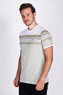 Regular Fit Sage White Stripe Tshirt