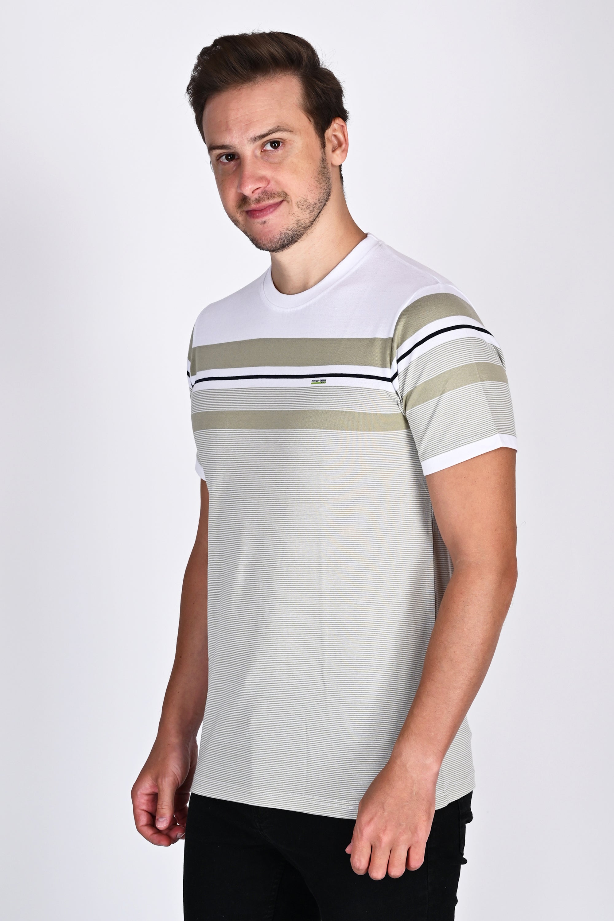 Regular Fit Sage White Stripe Tshirt