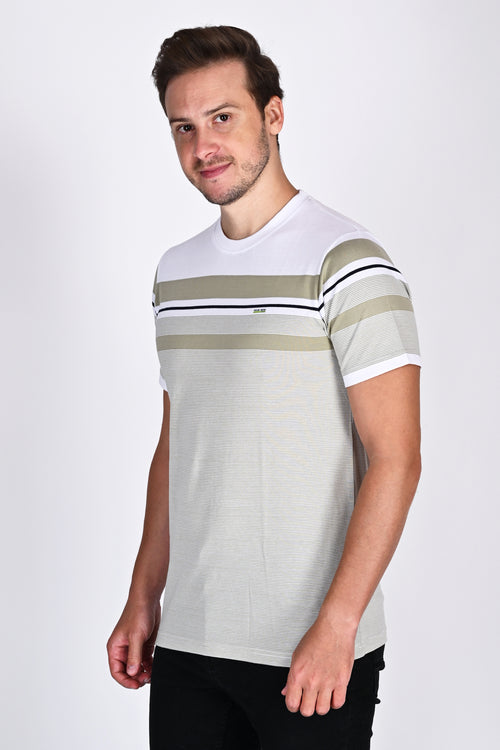 Regular Fit Sage White Stripe Tshirt