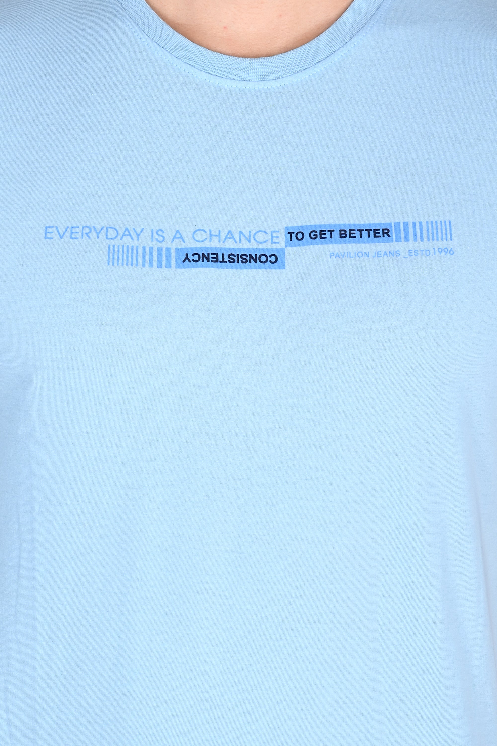 Everyday Wear Solid Graphic Misty Blue Tshirt