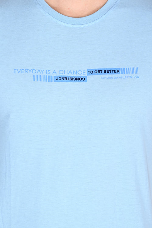 Everyday Wear Solid Graphic Misty Blue Tshirt