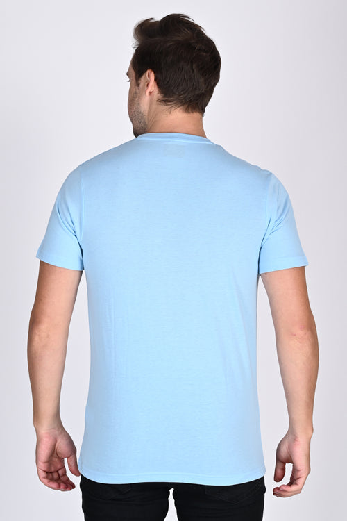 Everyday Wear Solid Graphic Misty Blue Tshirt