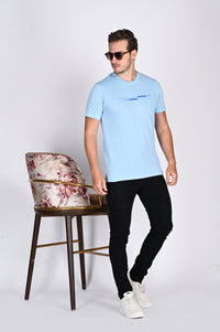 Everyday Wear Solid Graphic Misty Blue Tshirt