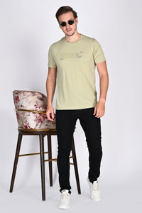 Everyday Wear Solid Graphic Pista Color Tshirt