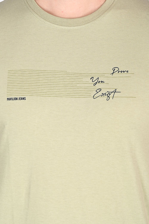 Everyday Wear Solid Graphic Pista Color Tshirt