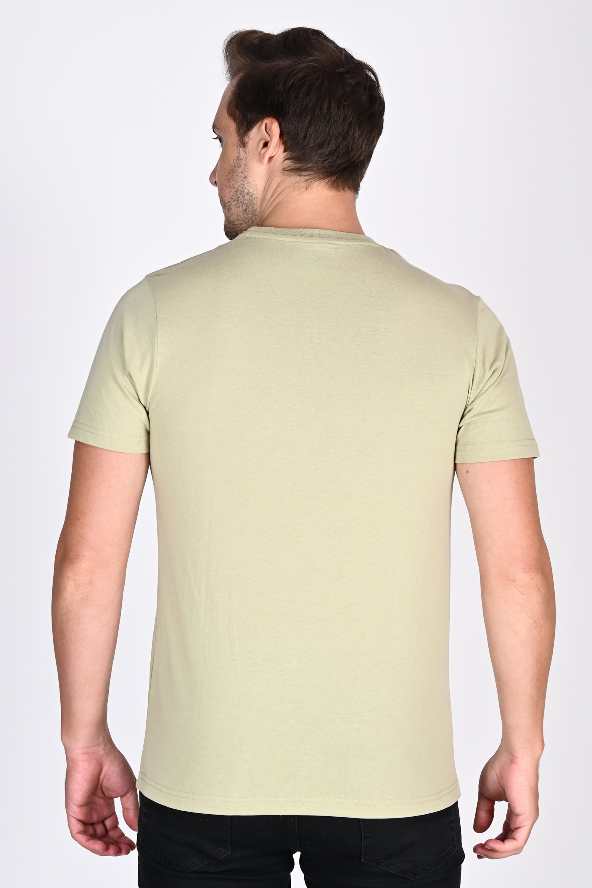 Round Neck Pista Color Tshirt