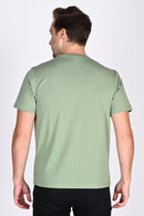 Statement Printed Moss Green Round Neck Tshirt