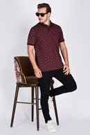 Classic Maroon Textured Polo Tshirt
