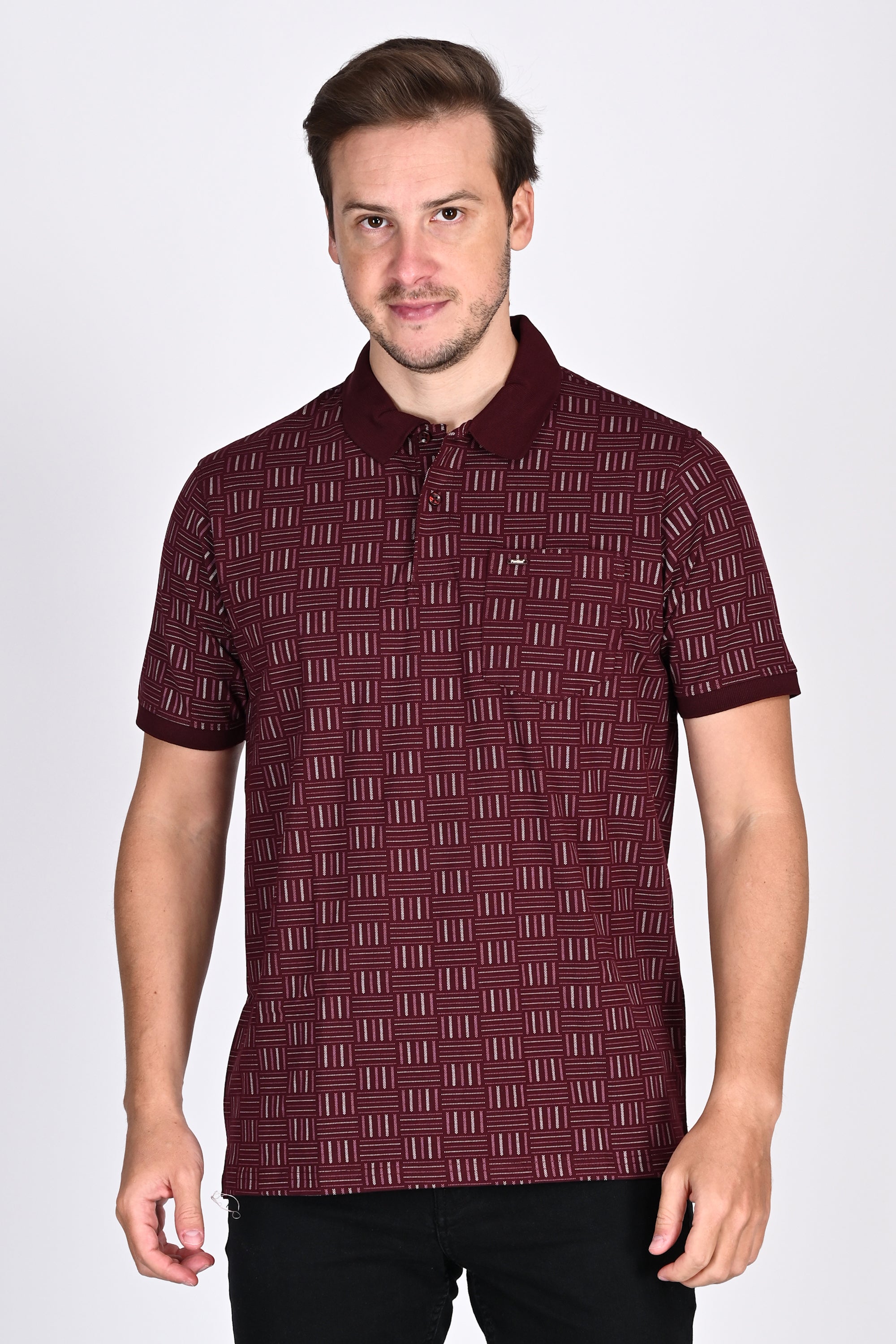 Classic Maroon Textured Polo Tshirt