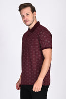 Classic Maroon Textured Polo Tshirt