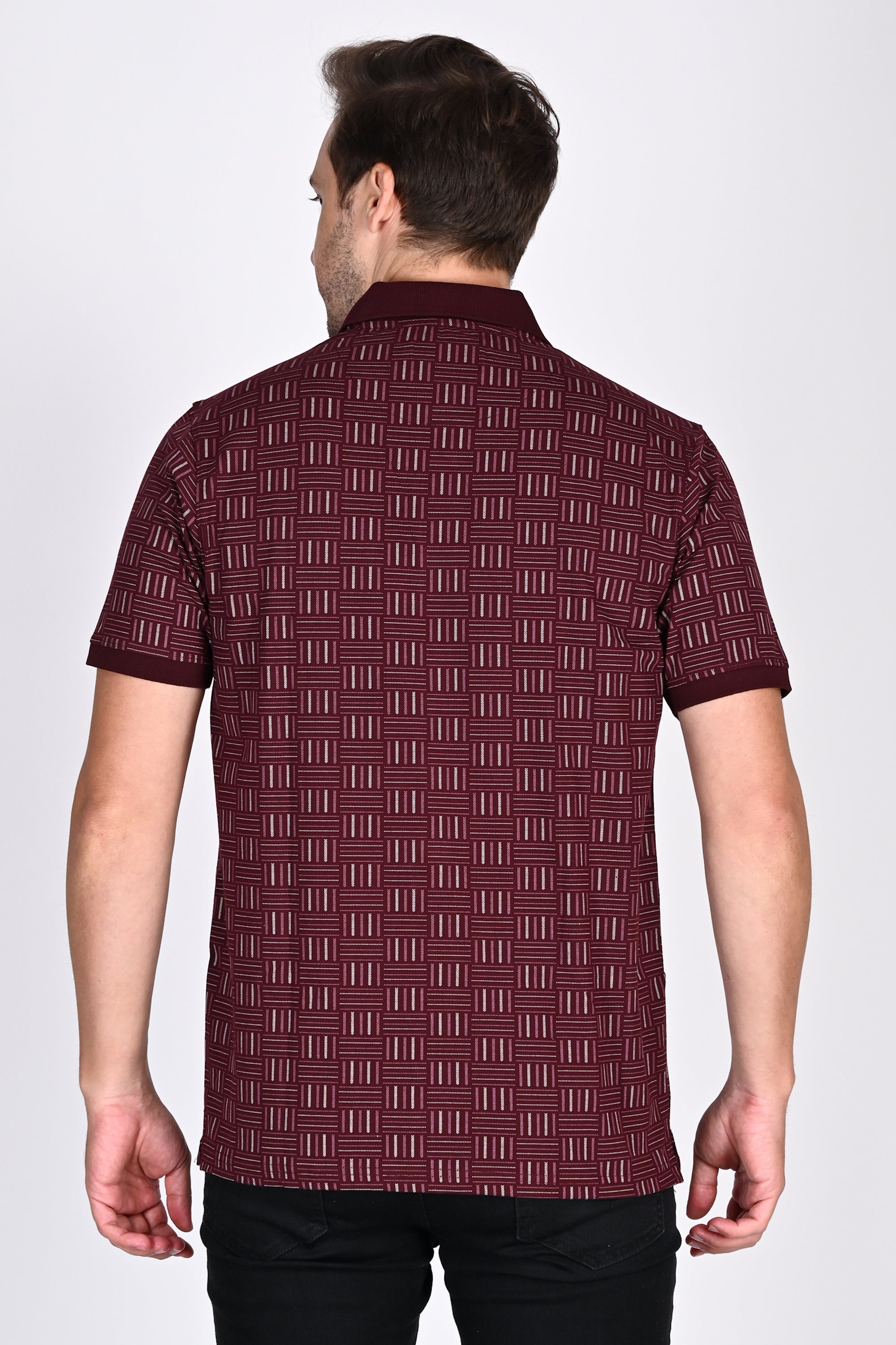 Maroon Textured Polo Tshirt