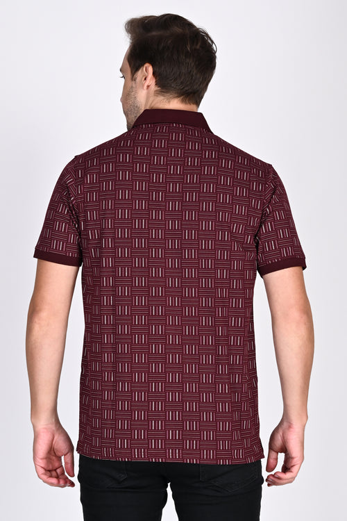 Maroon Textured Polo Tshirt