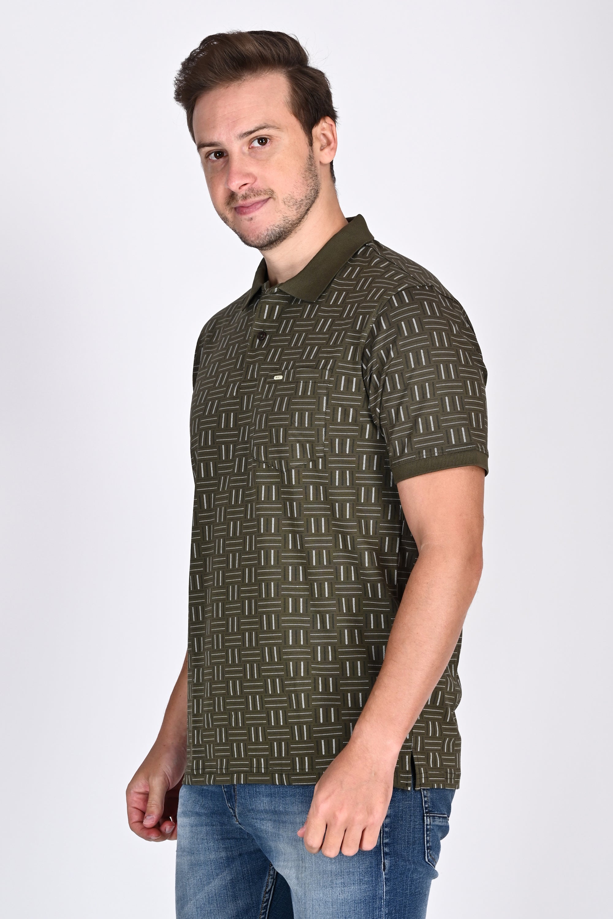 Classic Olive Textured Polo Tshirt