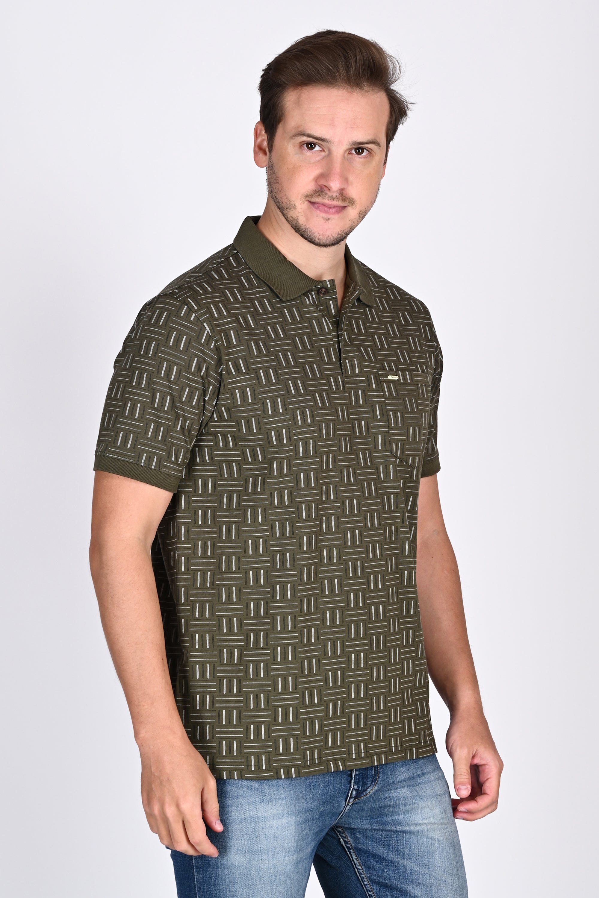 Classic Olive Textured Polo Tshirt