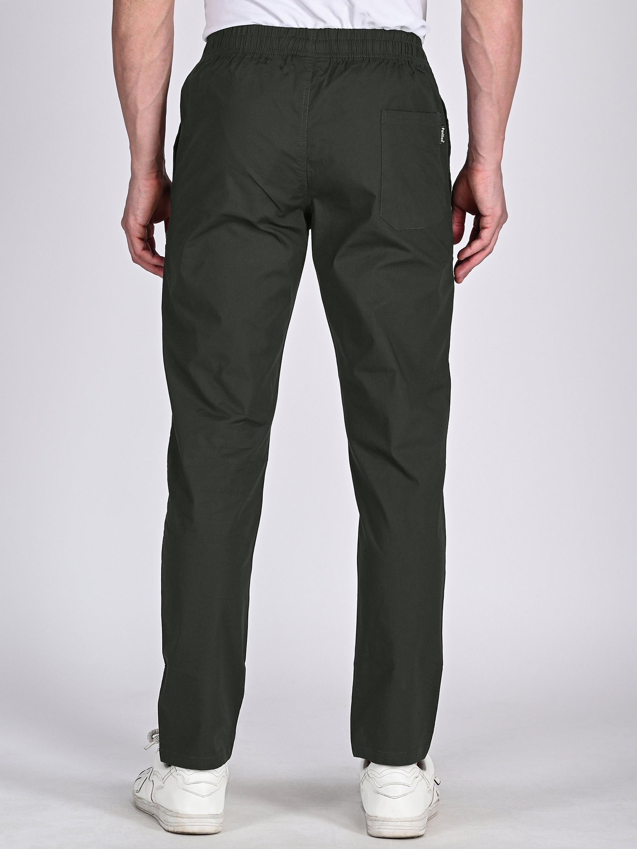 Mens Casual Cotton Dark Olive Color Trouser