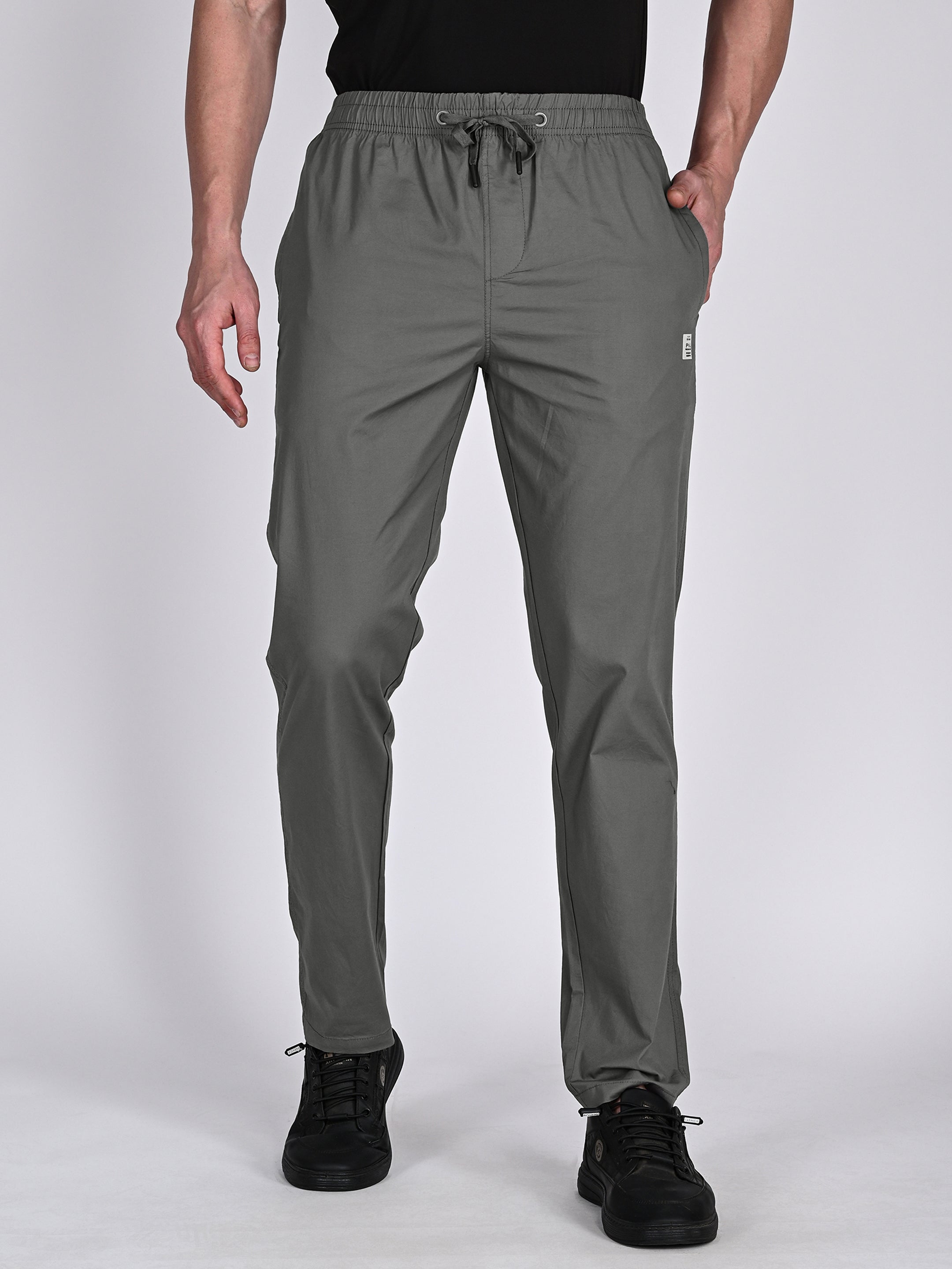 Mens Stone Grey Cotton Trouser 