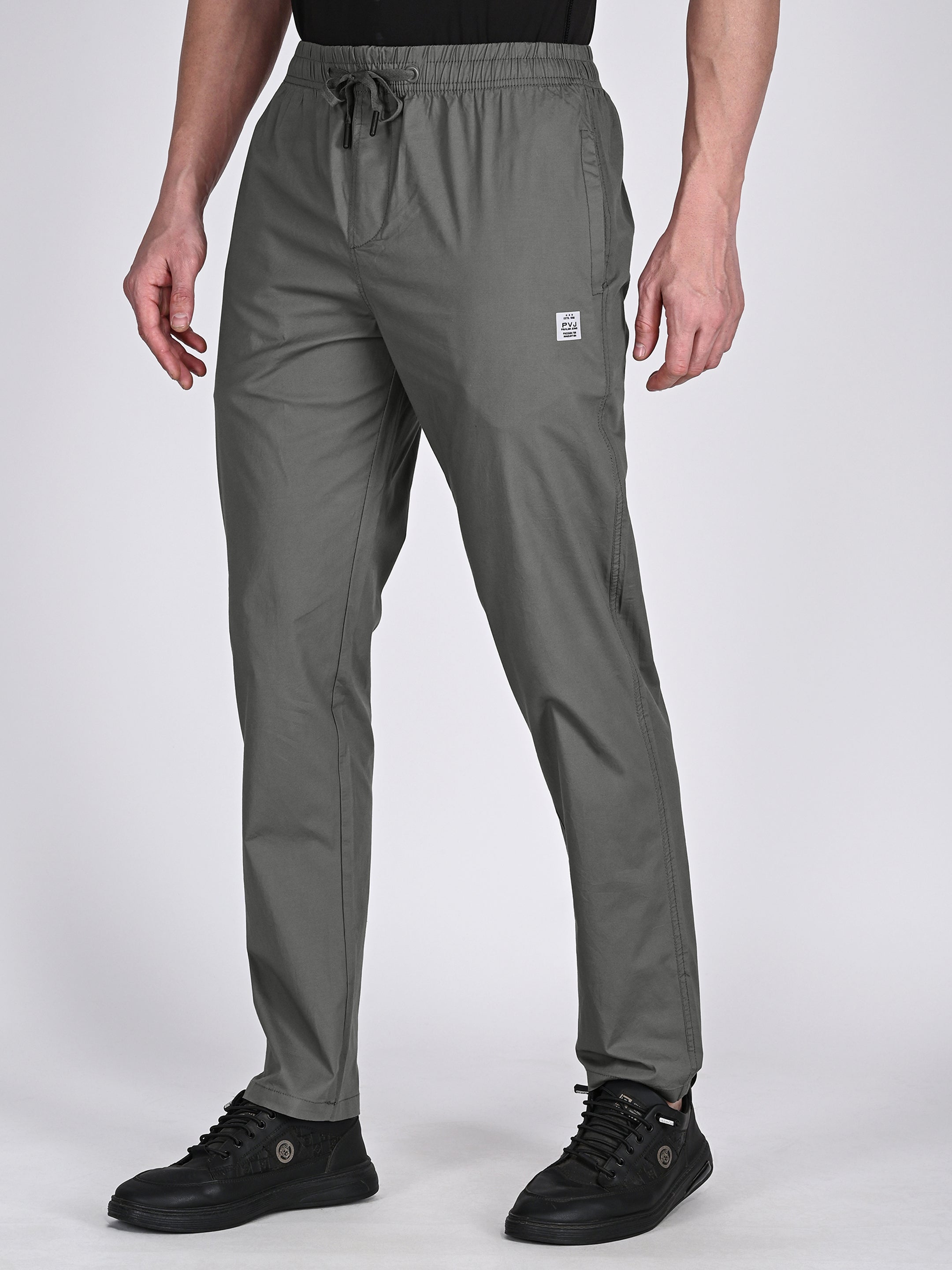Mens Stone Grey Cotton Trouser 