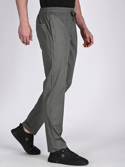 Mens Stone Grey Cotton Trouser 