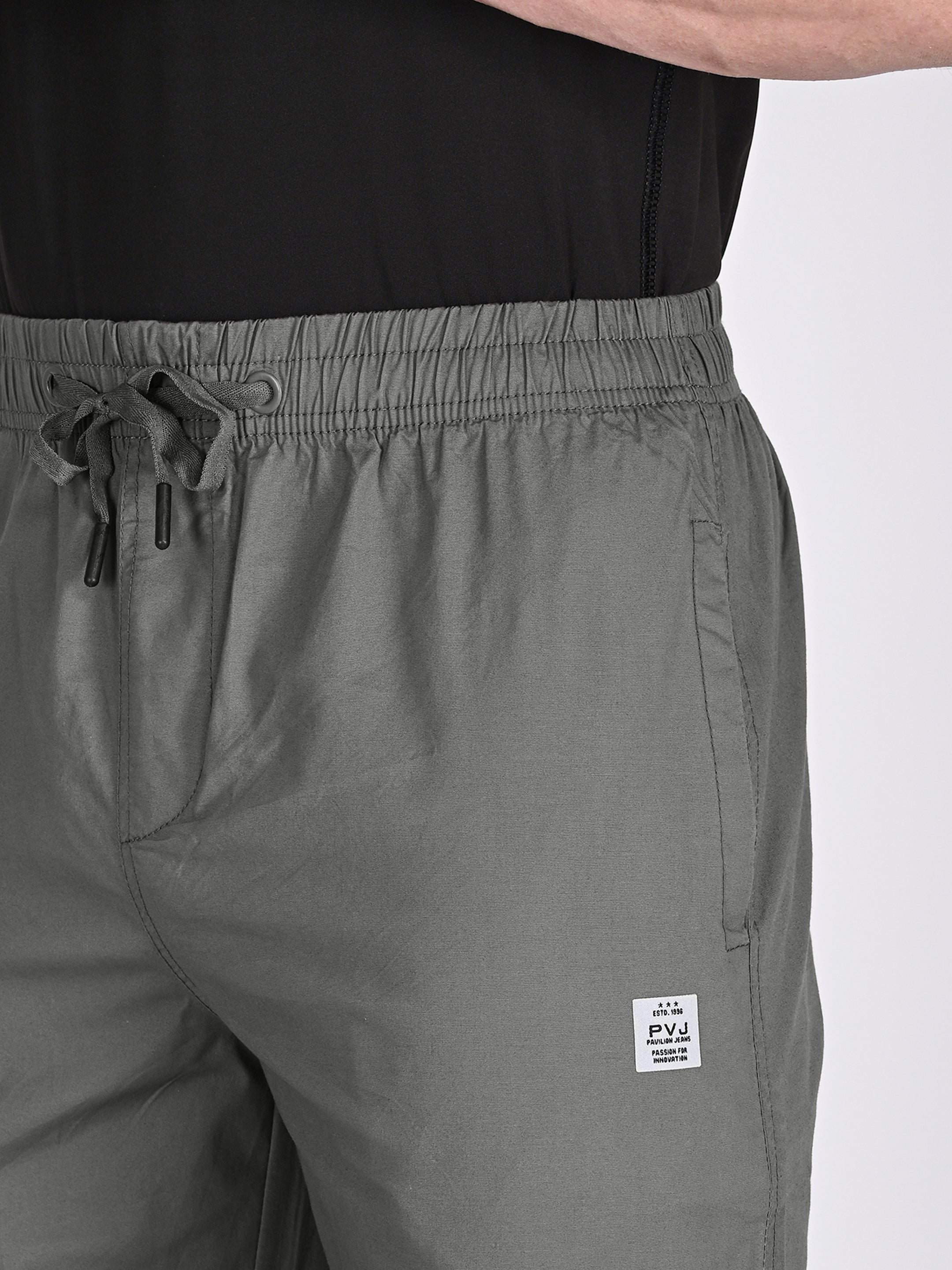 Mens Stone Grey Cotton Trouser 