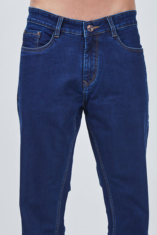 Plain Dark Blue Narrow Fit Jeans