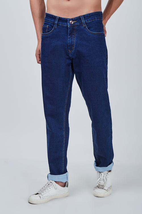 Plain Dark Blue Narrow Fit Jeans