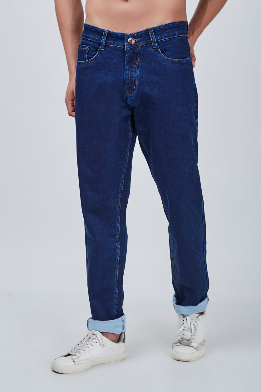 Plain Dark Blue Narrow Fit Jeans