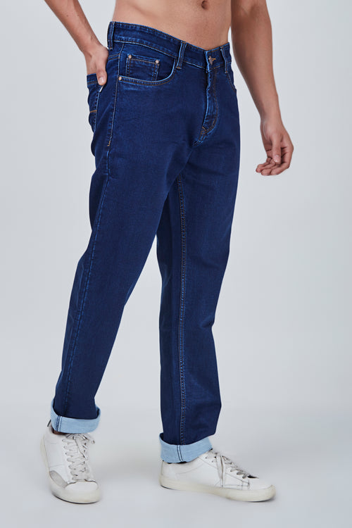 Plain Dark Blue Narrow Fit Jeans