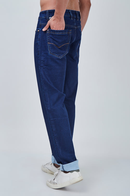 Plain Dark Blue Narrow Fit Jeans