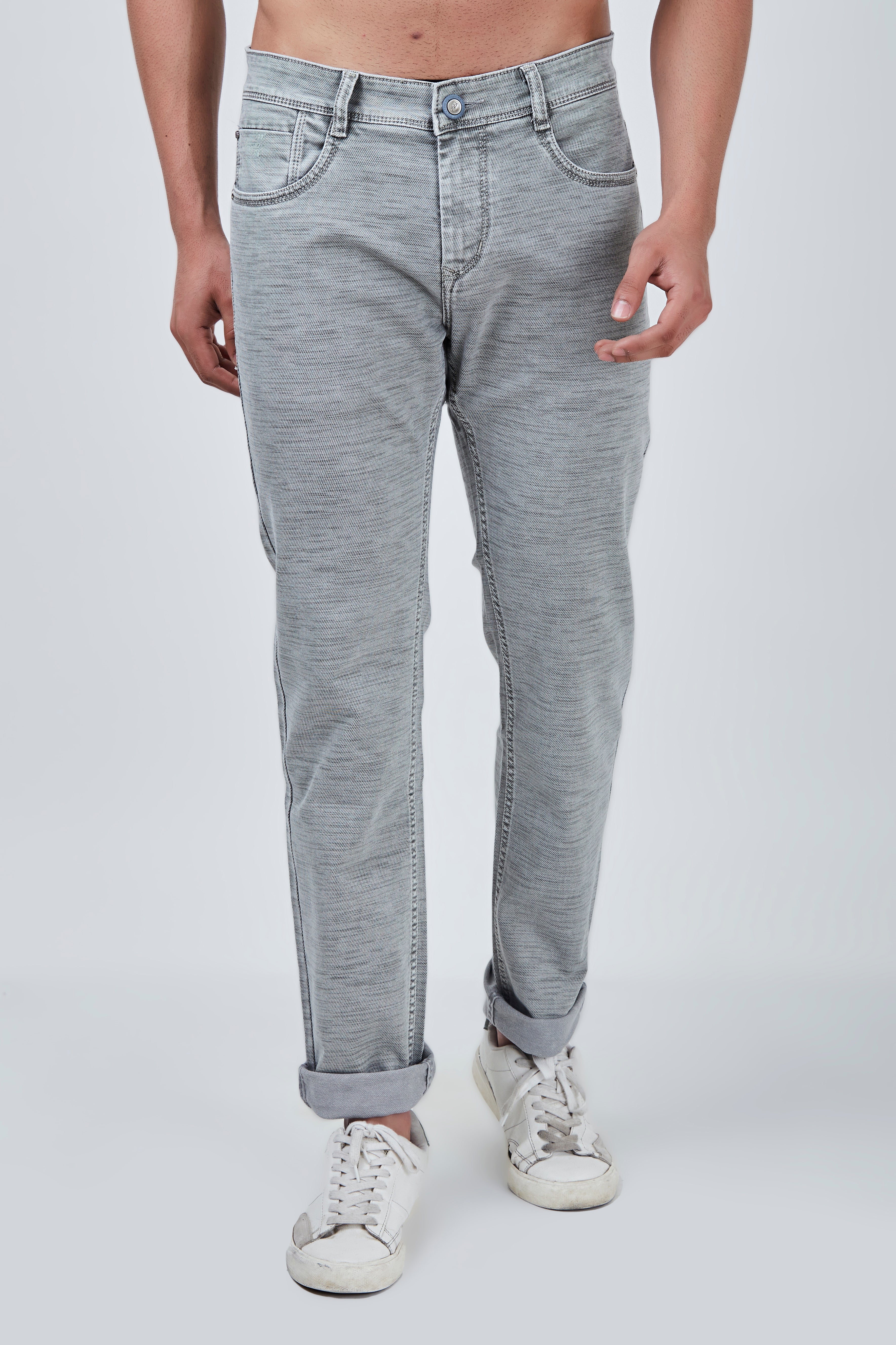 Semi Dark Olive Casual Narrow Fit Denim Jeans