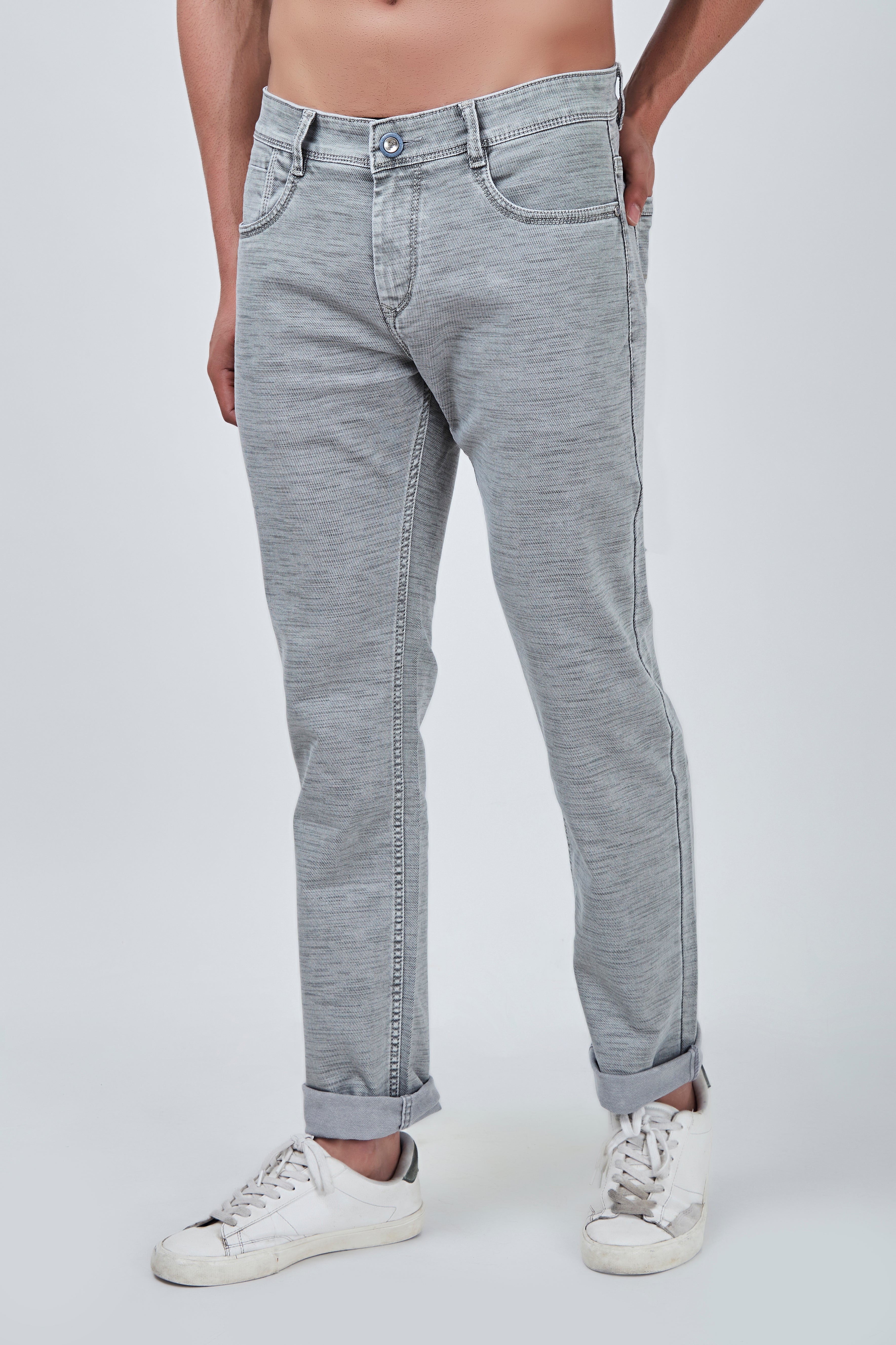 Semi Dark Olive Casual Narrow Fit Denim Jeans