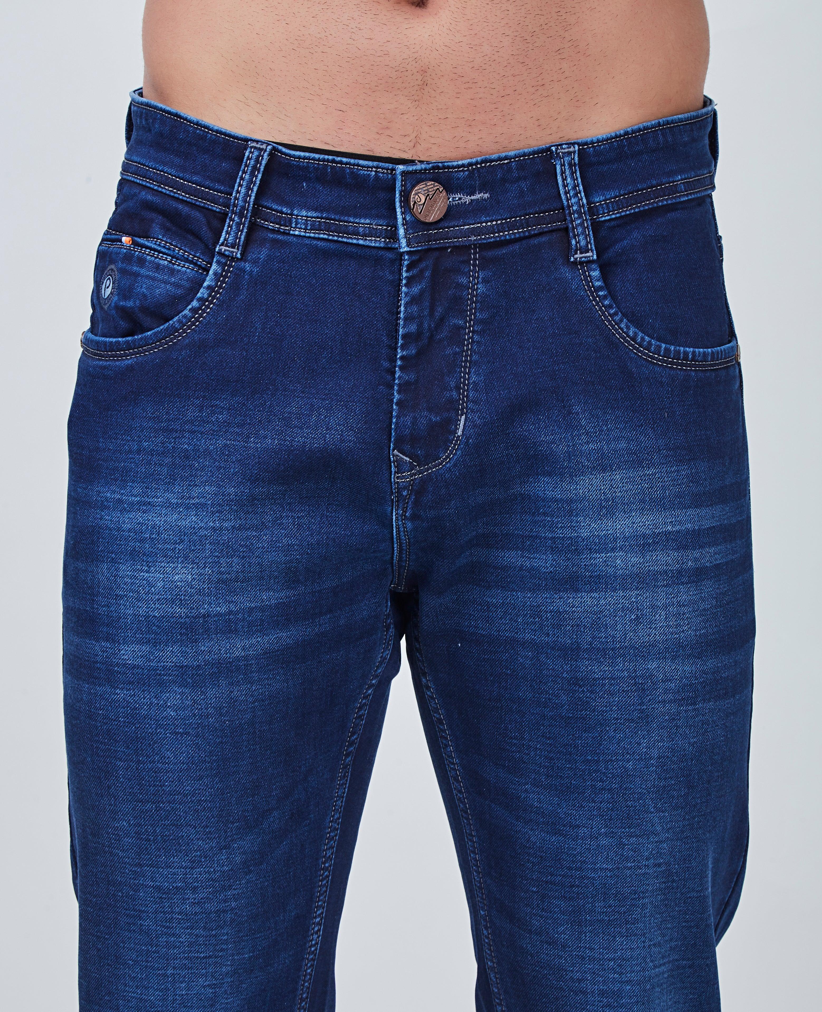 Semi Light Blue Narrow Skinny Fit Jeans with Light Shaded