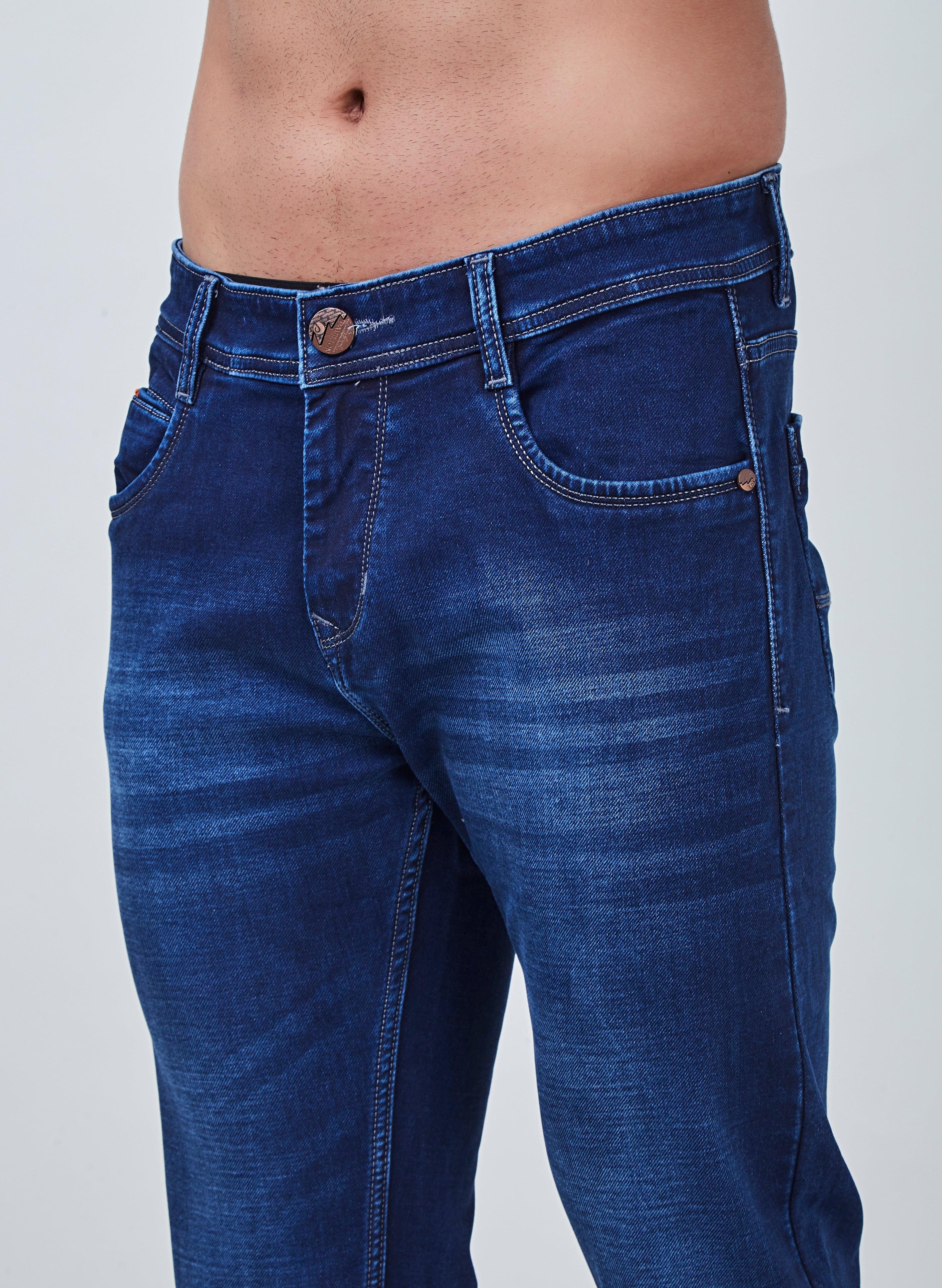 Semi Light Blue Narrow Skinny Fit Jeans with Light Shaded