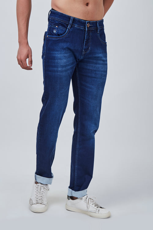 Semi Light Blue Narrow Fit Jeans with Light Shaded