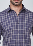 Blue Squared Checked Shirt with Yellowish Border