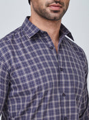 Blue Squared Checked Shirt with Yellowish Border