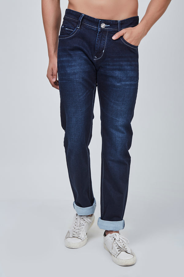 Dark Blue Narrow Fit Jeans with Shaded