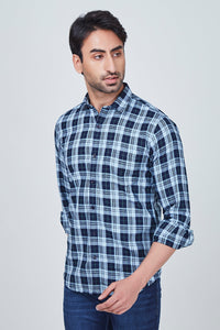 Blue Checked Shirt with light blue border