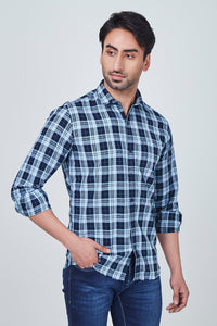 Blue Checked Shirt with light blue border