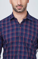 Dark Blue Shirt with Red Borders