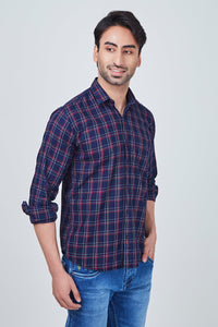 Dark Blue Shirt with Red Borders